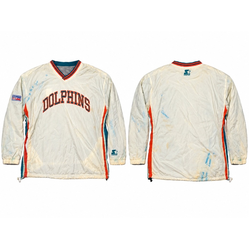 Vintage Miami Dolphins Starter NFL Pro Line Windbreaker XXL White Pullover